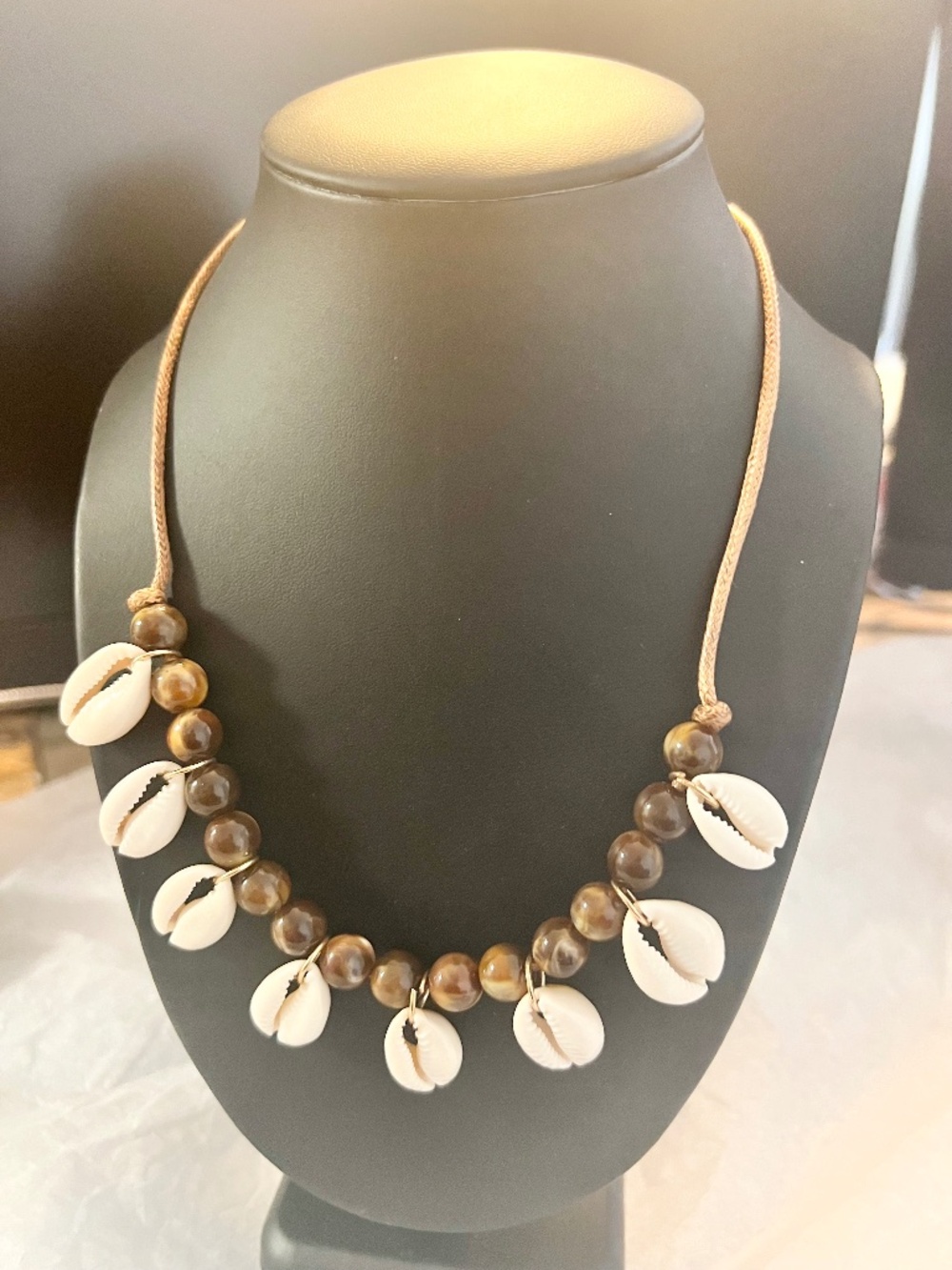 Beautiful Cowrie Shell and Brown Beads Necklace
